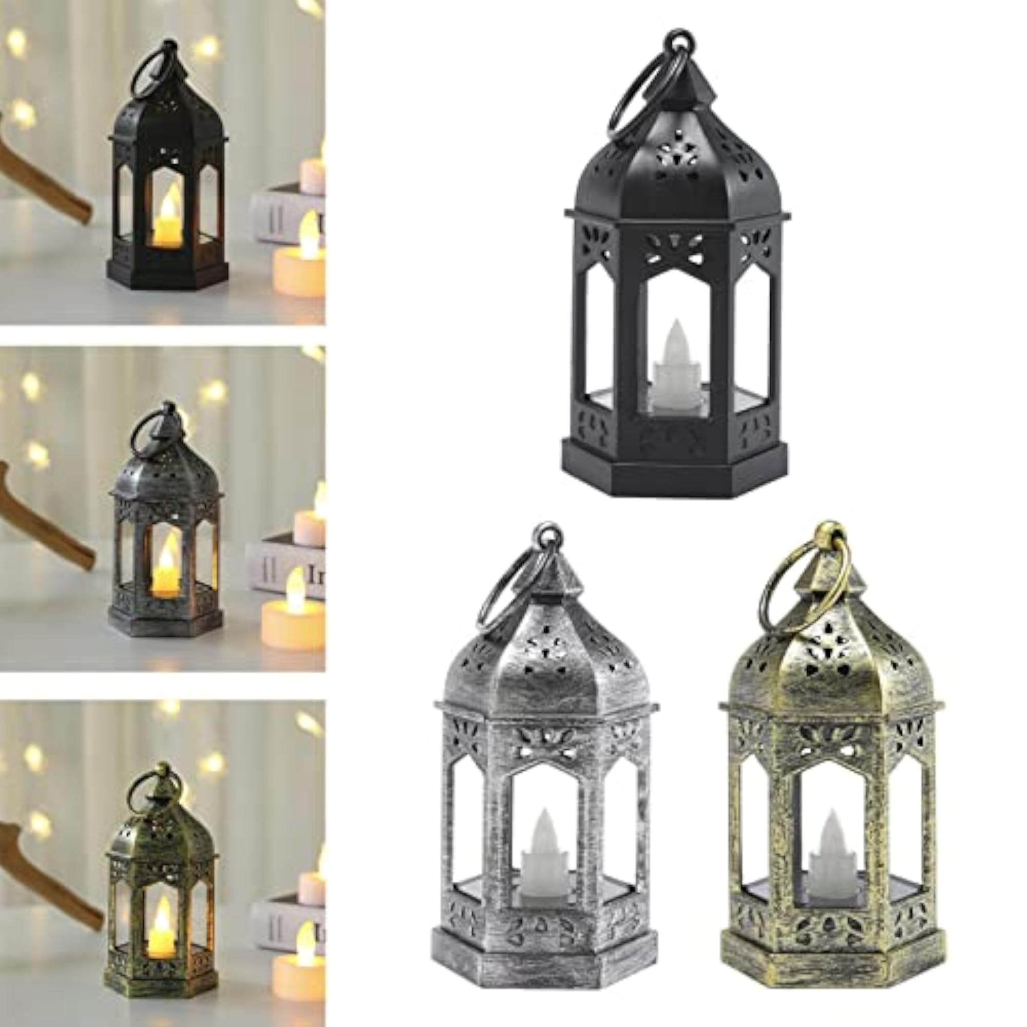 2xVintage Style Electronic Candle Lantern